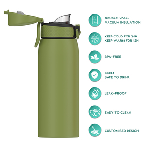 Wholesale 550ml Double Wall Stainless Steel Portable Hoop Eco-friendly Vacuum Thermo Powder Coated Solid Color Camping <b>Drinkware</b> - Product Image 3