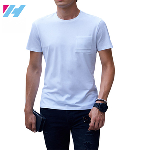 Yihao Gros Poche Poitrine Tendance Blanc T-shirt Peut Venir Figure Court Personnalisé T-shirt Homme - Product Image 4