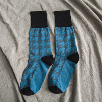 Chaussettes habillées rétro pied-de-poule pour hommes en coton/élasthanne respirant, tissage jacquard, idéales pour le style business décontracté