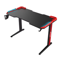 Bureau de jeu en métal avec éclairage LED RVB réglable personnalisé, surface en fibre de carbone pour chambre à coucher, PC gamer, ergonomique pour le jeu debout