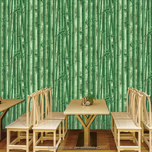 Carta da <span class=keywords><strong>Parati</strong></span> 3D <span class=keywords><strong>con</strong></span> Design di Bambù Verde e <span class=keywords><strong>Foglie</strong></span>, Adesivi Murali Tropicale per Decorazione Pareti - Product Image 4