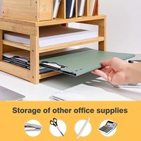 Organisateur de bureau 3 niveaux en bambou FSC avec porte-documents - Rangement de bureau minimaliste allemand pour la gestion des documents et la papeterie