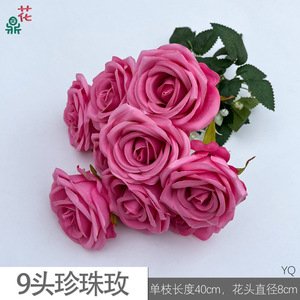 Ramo de Rosas Artificiales de Seda, Flores Hechas a Mano de Estilo Natural, Decoración para Hotel, Color Naranja, 9 Cabezas - Product Image 5