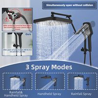 Ensemble de douche moderne pour salle de bain, avec pommeau de pluie suspendu de 10 pouces, mitigeur double poignée en acier inoxydable avec valve en céramique et douchette à main