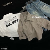 Veste Chemise en Jean pour Garçons, Style Streetwear, Gris Délavé, Manches Longues, Boutonnée, Imprimé Texte, Vêtement d'extérieur Tendance, Vente en Gros, Imperméable