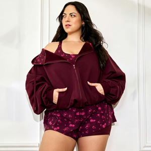 Plus Size Women Floral Print Oversized Hooded <b>Zip</b>-<b>Up</b> Sweatshirt Full Sleeve Fleece Jacket Autumn Wear - Product Image 1
