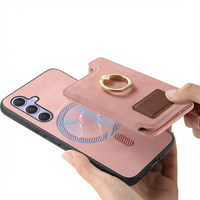 Étui de téléphone portefeuille en TPU PU antichoc avec anneau magnétique détachable et porte-cartes pour Samsung Galaxy A14 A16 A55