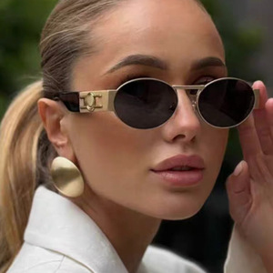 2025 New Retro Oval <b>Small</b> <b>Frame</b> <b>Sunglasses</b> for Women Personalized European American Ins Style UV400 Optical UV-proof <b>Sunglasses</b> - Product Image 2