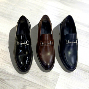 Mocasines de Cuero Genuino para Mujer, Estilo Británico, Punta Redonda, Zapatos de Vestir con Hebilla Metálica Pulida, Forro de Cuero PU para Oficina y Carrera Profesional - Product Image 1