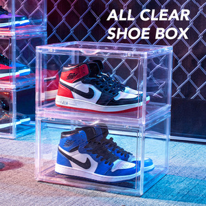 Transparent Clear Stackable Acrylic Magnetic Plastic Sneakers Rock Sports Shoes Display Containers Shoe Storage Box