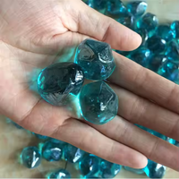 Diamants en verre bleu caribéen de 1 pouce, haute brillance, perles trempées pour foyer à gaz, brasero, aménagement paysager décoratif, vente en gros