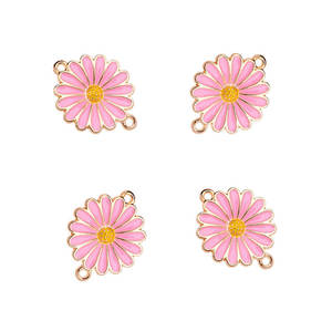 100個の金メッキエナメルフラワーチャームコネクタジュエリー作りブレスレットDIY手作りクラフト18*24mm - Product Image 4