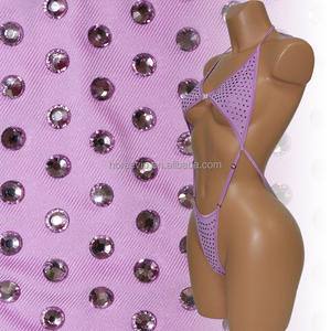 ชุดบอดี้สูทคริสตัลสีสันสดใสแบบสั่งทำ S692 ชุดว่ายน้ำประดับเพชรสำหรับนักเต้นระบำเปลื้องผ้า ชุดแสดงเต้นรำแบบเอ็กโซติก ขายส่ง - Product Image 4