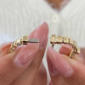 925 Sterling <b>Silver</b> Moissanite Emerald Cut Tennis Necklace Gold Plated Chic <b>Choker</b> Engagement Wedding Party Gift for Partner - Product Image 5