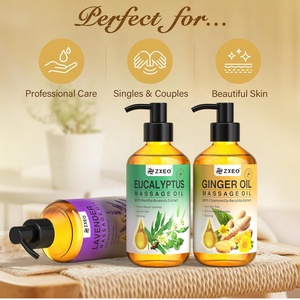 Huile de massage 100% naturelle à marque privée avec huiles essentielles d'eucalyptus, de lavande et de gingembre pour drainage et relaxation corporelle - Product Image 2