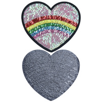 Patch brodé personnalisé en forme de cœur de la Saint-Valentin avec sequins, support PVC, applique thermocollante scintillante pour vestes en jean, chapeaux, sacs – Vente en gros