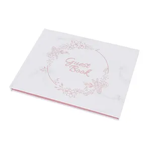 Flower Book Style Custom Design and Coated Paper Rose Gold Foil Stamping Wedding Guest Book