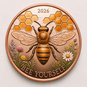 Pièce commémorative en cuivre fin .999 de 1 oz, motif abeille en relief, art populaire traditionnel, cadeau d'art de collection - Product Image 1
