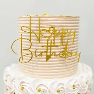 New 2024 Design ins style Acrylic Side Cake topper for Happy Birthday Cake Decoration