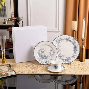 Luxury Bone China Dinnerware Sets Suzuki Pattern 2-Piece 8-inch & 10-inch Ceramic Plates Dishwasher Safe Gift Box - Product Image 2