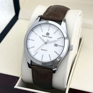 Fashionable business men's watch - simple design with <b>calendar</b> function, water-resistant quartz, leather strap wristwatch - Product Image 6