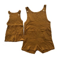 Haute qualité décontracté bébé ensemble maman moi mousseline combinaison courte avec mignon couleur unie bande taille personnalisée garçons filles automne printemps