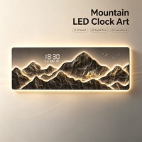 Décoration murale luxueuse avec paysage de montagne rétroéclairé par LED - Décoration de salon de grande taille, avec éclairage à lumière chaude