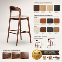 Chaise de bar en bois moderne, tabouret de bar en bois massif, chaise de bar confortable pour café et restaurant