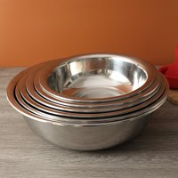 Bol à salade moderne en acier inoxydable poli 201 de haute qualité, écologique, épais, avec large rebord, pour mélanger les légumes et laver les aliments