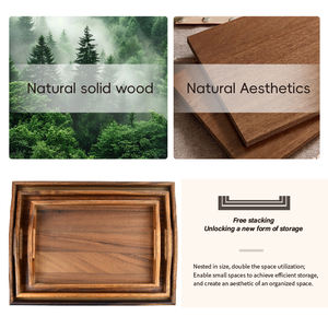 WDF Einzigartiges Küchen-Tablett-Set, Servierplatte aus Holz für Lebensmittel, Extra Großes Serviertablett aus Akazienholz mit Griffen für Partys - Product Image 2