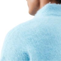 Pull Polo Homme en Tricot Moelleux et Doux à Col Polo, Style Mohair Brossé en Fausse Fourrure, Confectionné par un Fabricant OEM de Tricots Personnalisés