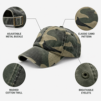 Casquette de baseball vintage en coton lavé, motif camouflage Dobby, respirante, imperméable, style Dad Hat, avec boucle métallique réglable, pour activités sportives en extérieur