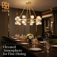 Lustre moderne en cristal doré, luminaire suspendu rond en forme d'anneau pour salon, salle à manger, hall d'hôtel