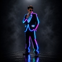 Costumes de robot LED couleur vive, costumes de smoking lumineux LED, vêtements de cosplay lumineux en coton et lin, alimentés par batterie pour la danse