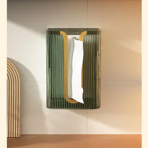 Caja de cubierta de papel transparente acrílica montada en la pared Popular caja de almacenamiento de toallas faciales de baño caja de pañuelos sin perforaciones