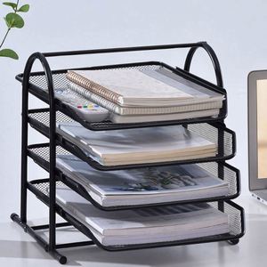 Office Stationery Desktop File Organizer <b>Foldable</b> Mesh Metal <b>Desk</b> Paper Document Letter Tray Ith Handle Office Rganization - Product Image 4