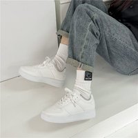 Nouvelles Chaussures de Skate Blanches Vintage 2023 pour Femmes, Style Collège Coréen et Hong Kong, à Lacets, Plateforme, Semelle Intérieure en Maille pour Sports d'Automne