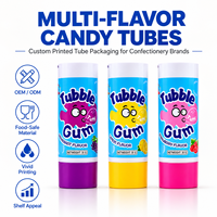 Tube d'emballage personnalisé pour chewing-gum, conteneur en aluminium et plastique avec bouchon à vis 12,7-35 mm, logo imprimé UV, qualité alimentaire