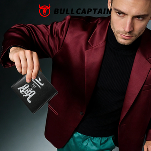 Portefeuille pour homme en cuir pleine fleur authentique BULLCAPTAIN, boîte cadeau, blocage RFID, porte-cartes grande capacité, porte-monnaie pour cadeau - Product Image 2