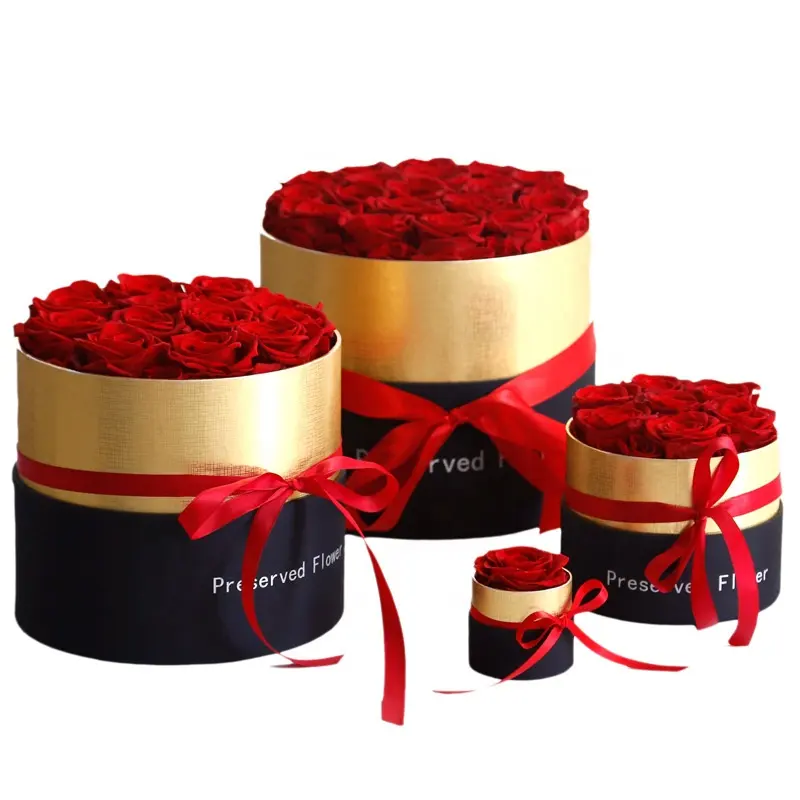 Nuovi Prodotti di Forma Rotonda Box Romantico e Pragmatico Regalo Con Roses Conservati Fiore Eternal Rose Per La Cerimonia Nuziale