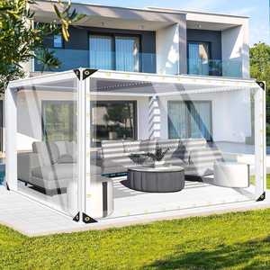 Rideaux de protection transparents en PVC tissé pour terrasse, rideaux d'extérieur en vinyle, bâche lourde - Product Image 4