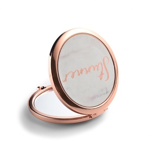 Wholesale Factory Promotional Metal PU Custom Logo Pocket <b>Compact</b> Rose Gold <b>Mirrors</b> - Product Image 1