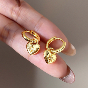 ต่างหูห่วงชุบทองทันสมัยสำหรับผู้หญิงต่างหูรูปหัวใจนำโชครูปดาวเหนือสุดทันสมัย - Product Image 3