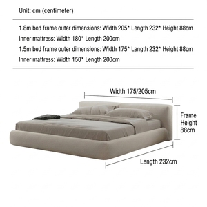 <span class=keywords><strong>Letto</strong></span> Moderno Minimalista Imbottito in Bouclé, <span class=keywords><strong>Letto</strong></span> a Piattaforma in Tessuto Teddy con Testiera Morbida per <span class=keywords><strong>Hotel</strong></span> e Appartamenti - Product Image 6