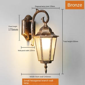 Lámpara de pared LED de estilo japonés antiguo, Retro candelabro, Cuadrado chino, linterna de cristal de Metal impermeable para exteriores, lámpara de pared de jardín E26 - Product Image 6