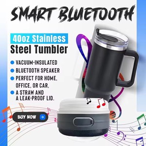 Vaso Térmico Inteligente Portátil de Acero Inoxidable de 40oz con Altavoz, Tapa y Popote, Ideal para Festivales y Regalos de Navidad - Venta al por Mayor - Product Image 2