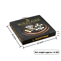 SEIPTING SOL33 Boîte d'échecs Solitaire/Noble/Kongming - Marbre et bois massif, design pliable portable, composants en plastique pour 2 joueurs
