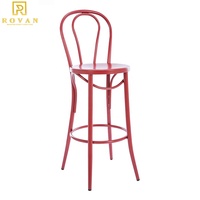 Wiener Stuhl Bar-Cocktailstuhl mit Hoher Rückenlehne Industrieller Barstuhl Thonet Bugholz-Esszimmerstuhl Metall-Barhocker