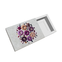 Boîte à tiroir coulissant en papier couché avec pelliculage mat pour emballage alimentaire (snacks, donuts, sushis, nouilles), mariages. Échantillon gratuit disponible.
