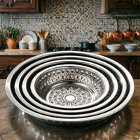 Grand saladier rond en acier inoxydable durable de style thaïlandais, 22cm, 25cm, 35cm, 45cm, 55cm, pour soupes et plats, avec motifs en relief, idéal pour la restauration